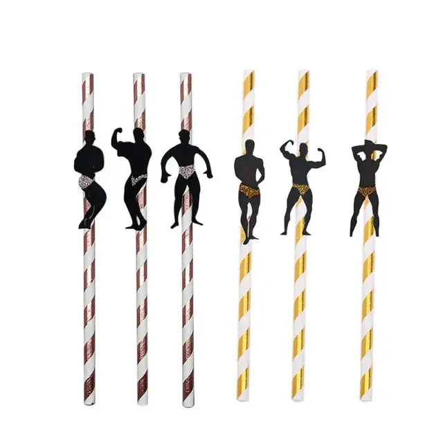 6Pcs Stripper Dancing Men Straws Bachelorette Party