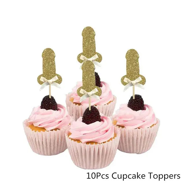 Bachelorette Party Decor Willy Penis Foil Balloon Cupcake