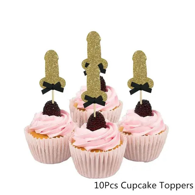 Bachelorette Party Decor Willy Penis Foil Balloon Cupcake