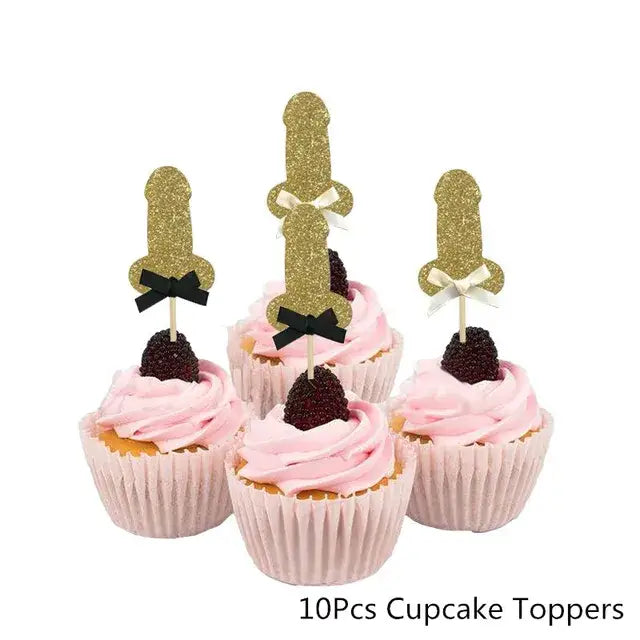Bachelorette Party Decor Willy Penis Foil Balloon Cupcake