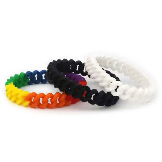 Black White Rainbow Rubber Wristband Silicone Bracelet
