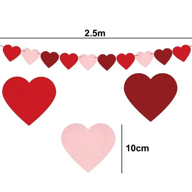 Burgundy Pink Red Felt Love Heart Wedding Banner