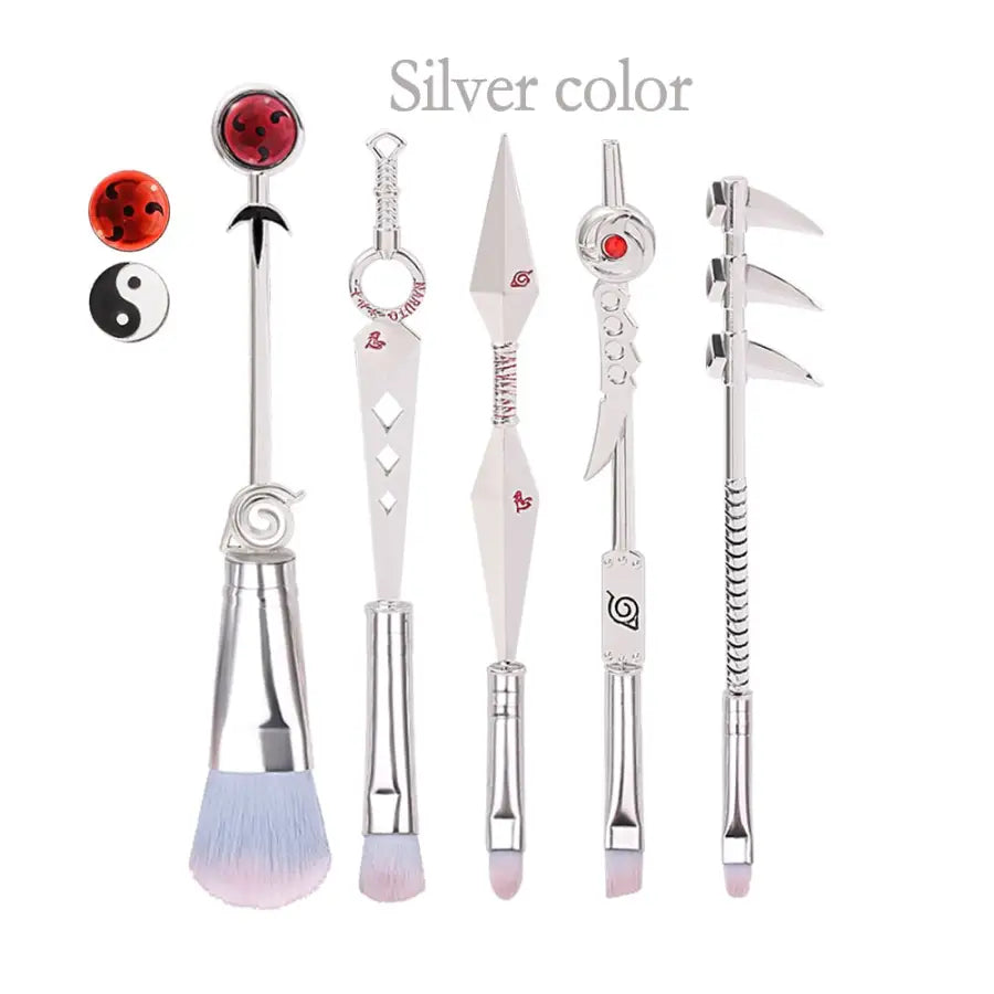 Cosplay Naruto Makeup Brushes Set - silver