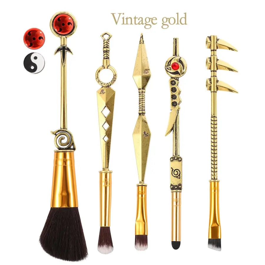 Cosplay Naruto Makeup Brushes Set - vintage gold