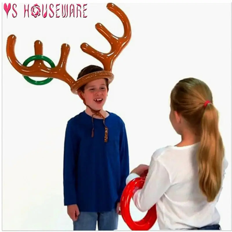 Inflatable Santa Funny Reindeer Antler Hat Ring Toss