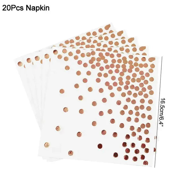 Rose Gold Party Disposable Tableware Set Paper Plate Cup