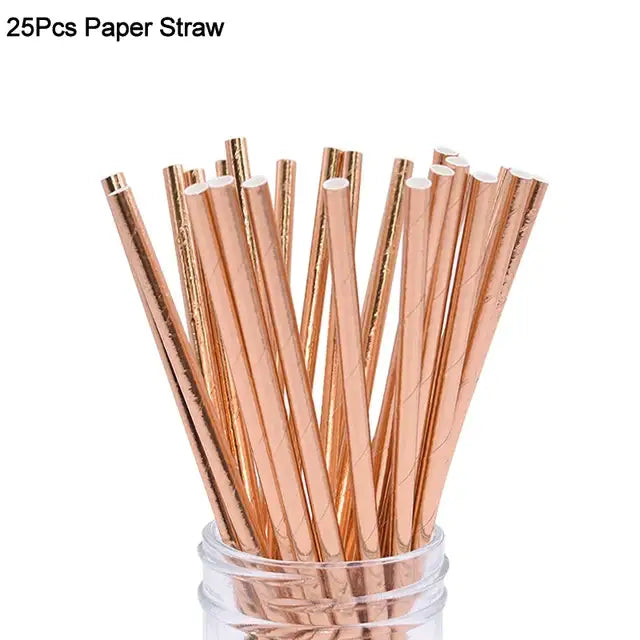 Rose Gold Party Disposable Tableware Set Paper Plate Cup