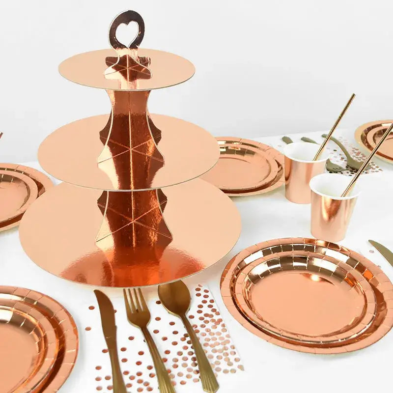 Rose Gold Party Disposable Tableware Set Paper Plate Cup