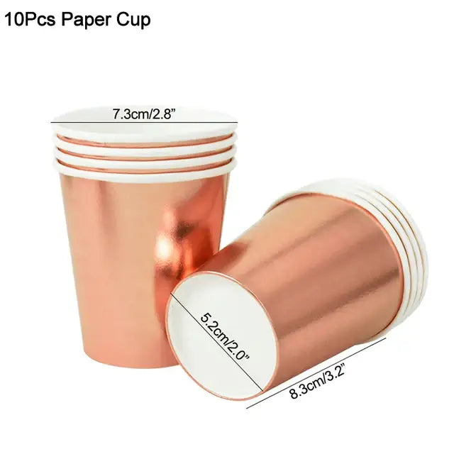 Rose Gold Party Disposable Tableware Set Paper Plate Cup