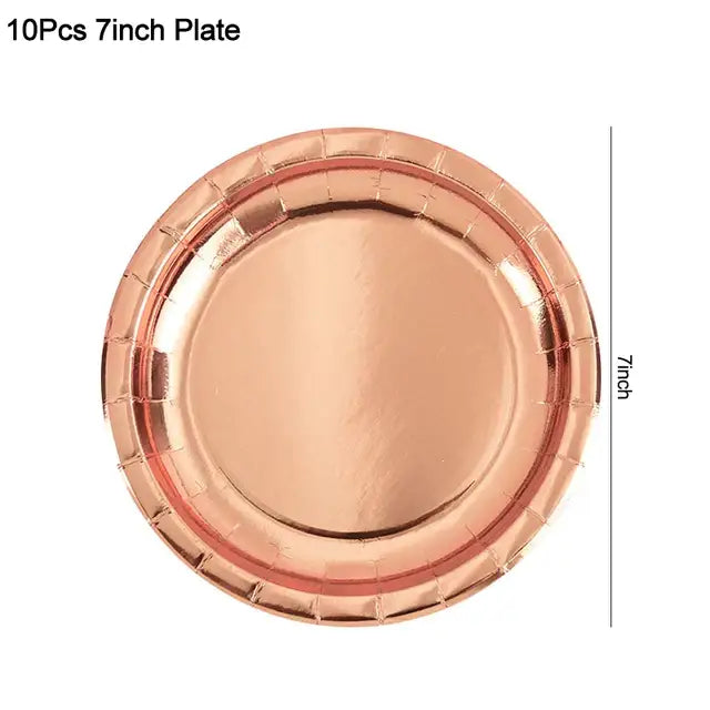 Rose Gold Party Disposable Tableware Set Paper Plate Cup