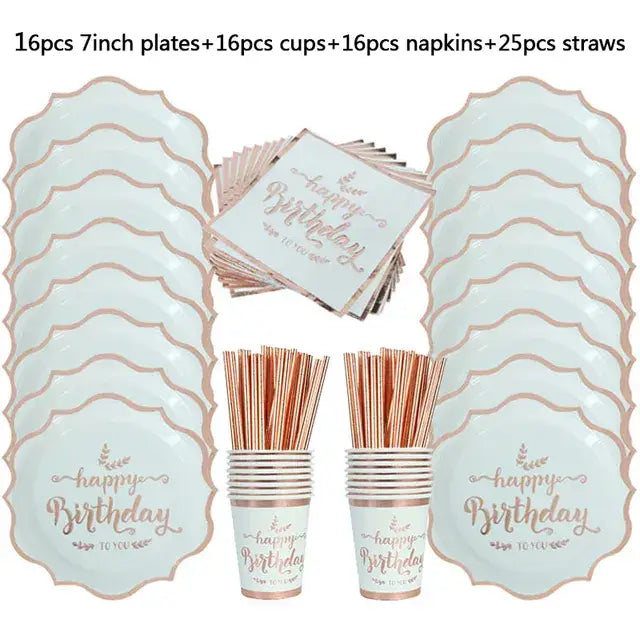 Rose Gold Party Supplies Disposable Polka Dots Paper Plate
