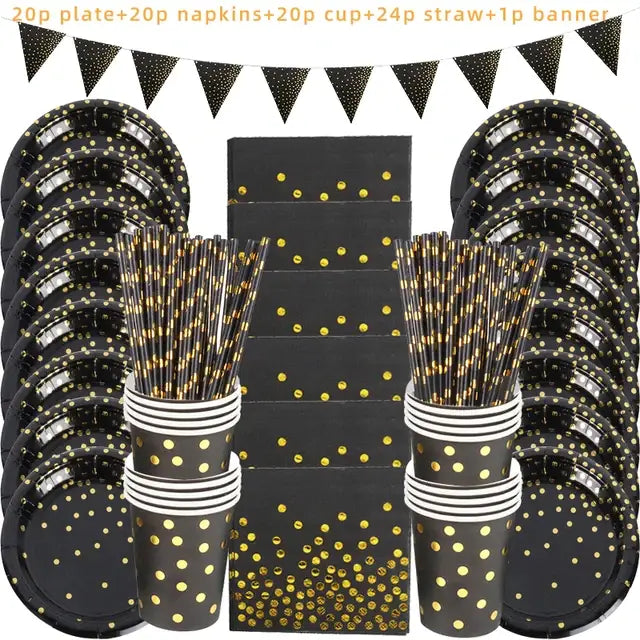 Rose Gold Party Supplies Disposable Polka Dots Paper Plate