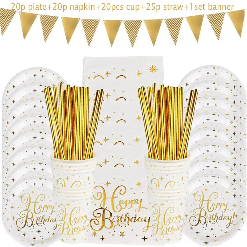 Rose Gold Party Supplies Disposable Polka Dots Paper Plate