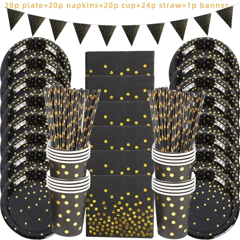 Rose Gold Party Supplies Disposable Polka Dots Paper Plate