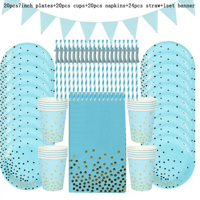 Rose Gold Party Supplies Disposable Polka Dots Paper Plate