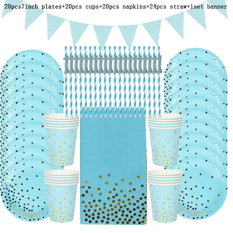 Rose Gold Party Supplies Disposable Polka Dots Paper Plate