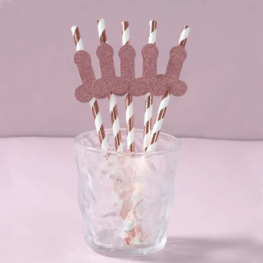 Rose Gold Team Bride Disposable Straws Bridesmaid Bridal