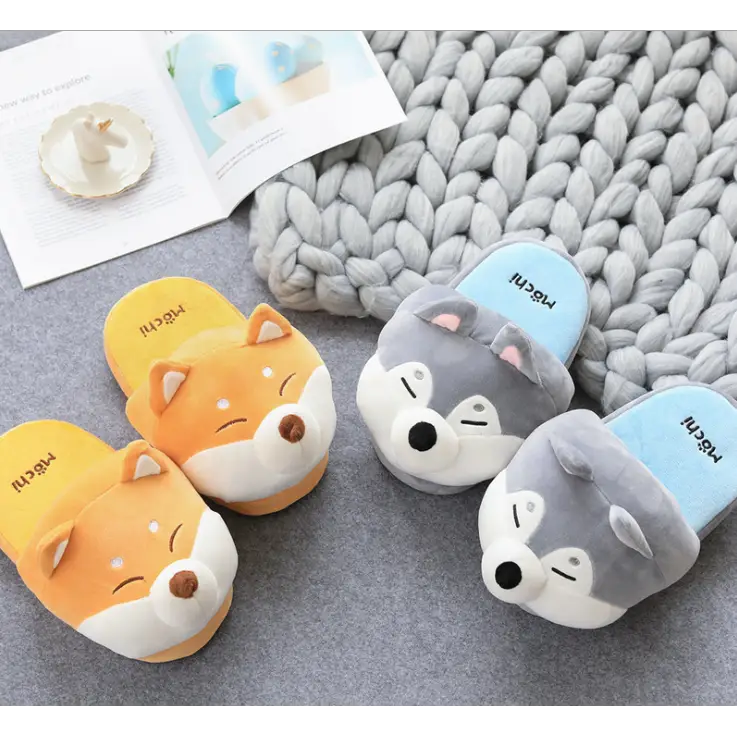 Winter Women Warm Indoor Dog Slippers