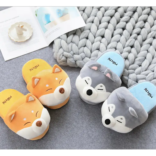 Winter Women Warm Indoor Dog Slippers
