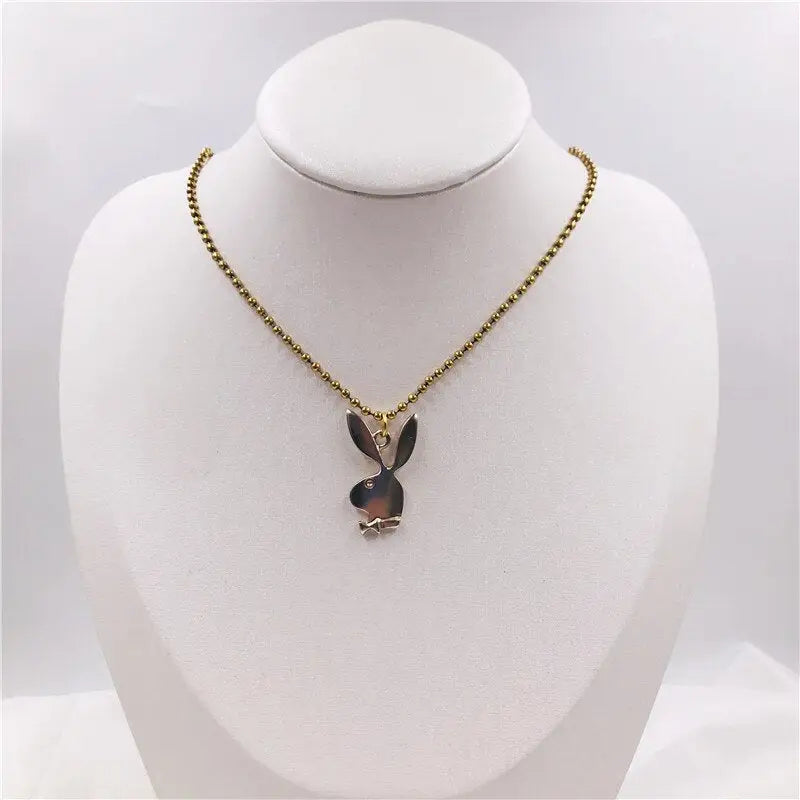 Women Fashion Cute Long Ear Bunny Pendant Necklaces