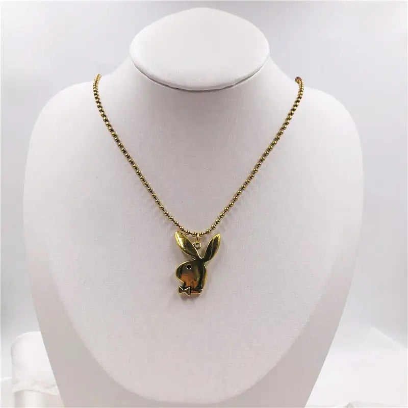 Women Fashion Cute Long Ear Bunny Pendant Necklaces