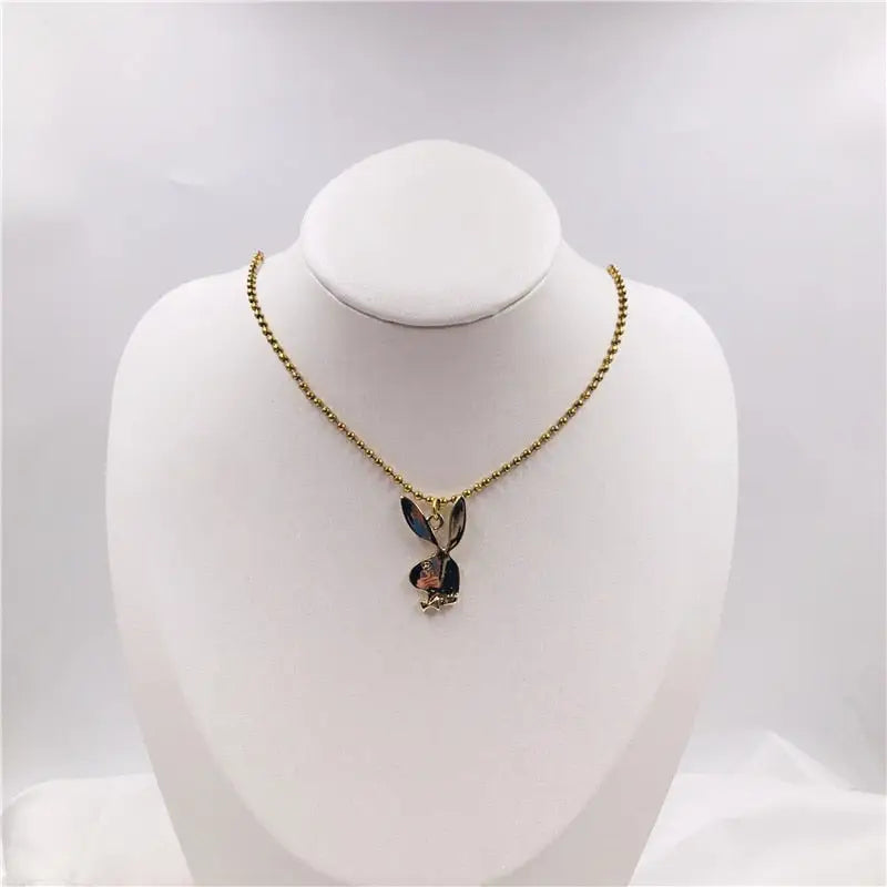 Women Fashion Cute Long Ear Bunny Pendant Necklaces - 50cm