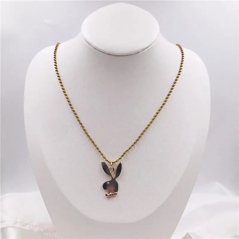 Women Fashion Cute Long Ear Bunny Pendant Necklaces