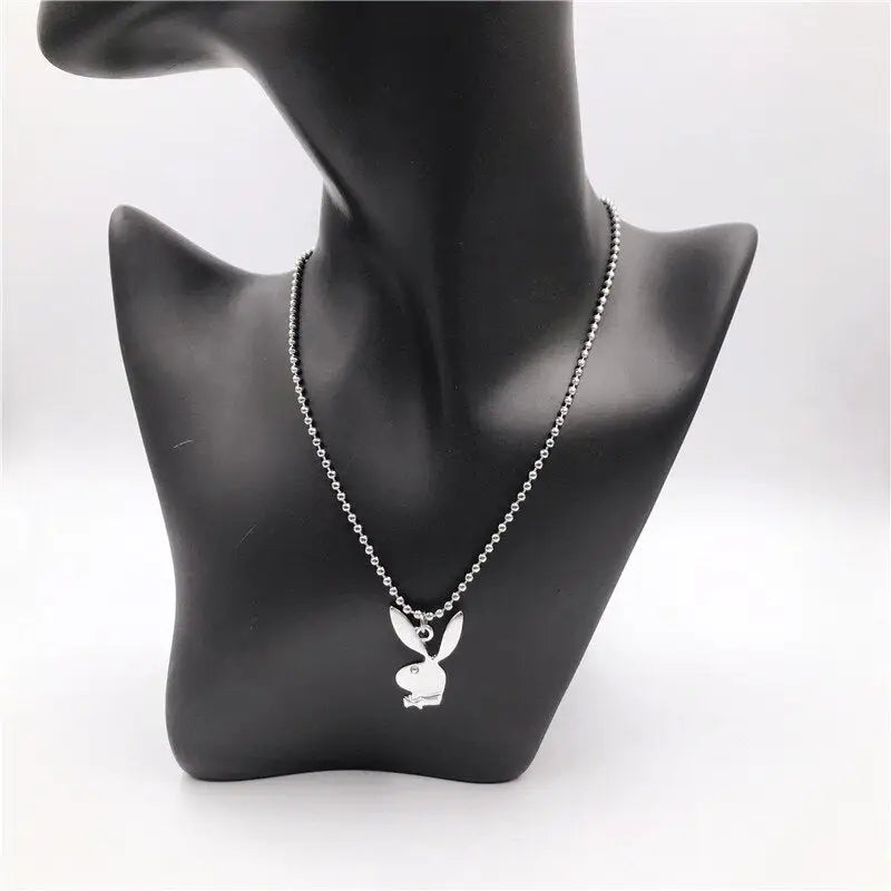 Women Fashion Cute Long Ear Bunny Pendant Necklaces - 60cm