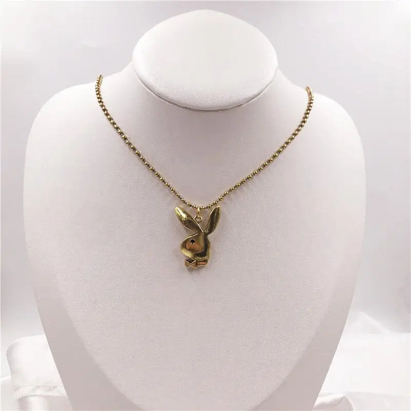 Women Fashion Cute Long Ear Bunny Pendant Necklaces