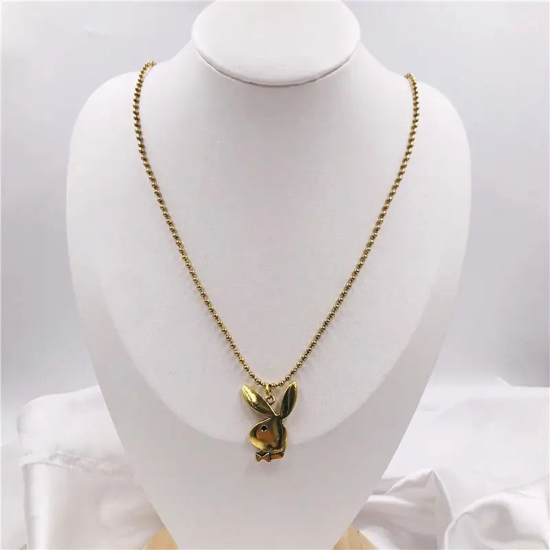 Women Fashion Cute Long Ear Bunny Pendant Necklaces