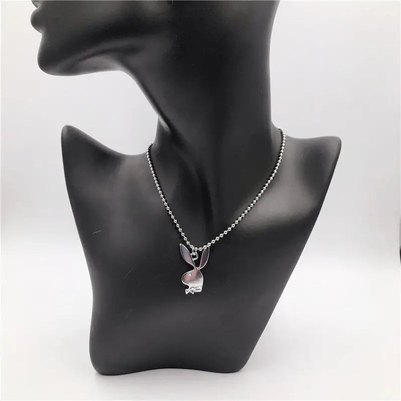 Women Fashion Cute Long Ear Bunny Pendant Necklaces
