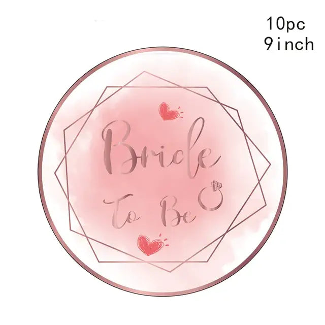 10Guests Pink Bride To Be Party Disposable Tableware Rose