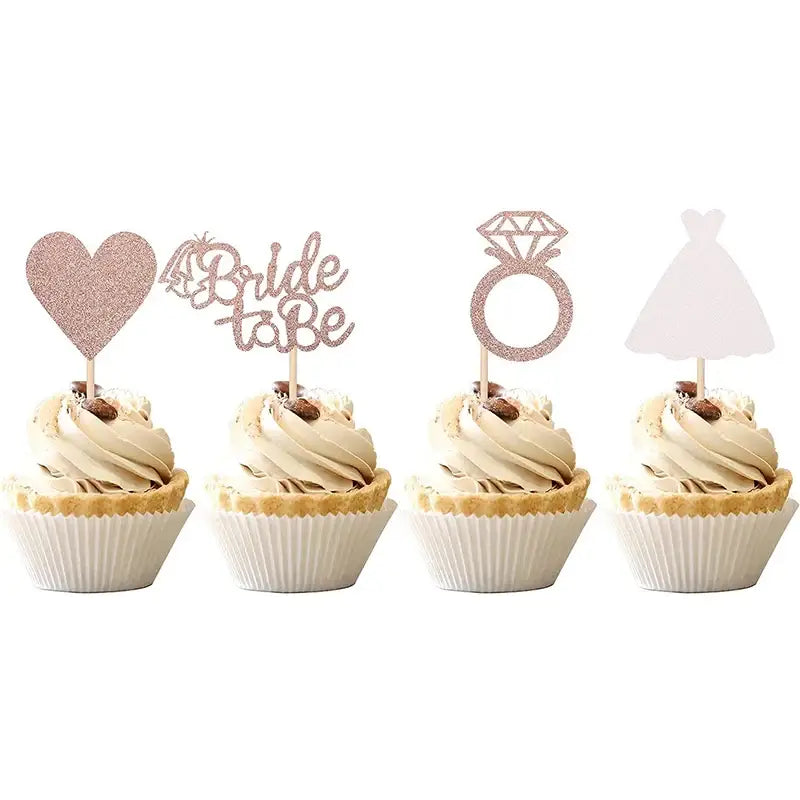 12/24pcs Bride to Be Diamond Ring Cupcake Toppers Wedding