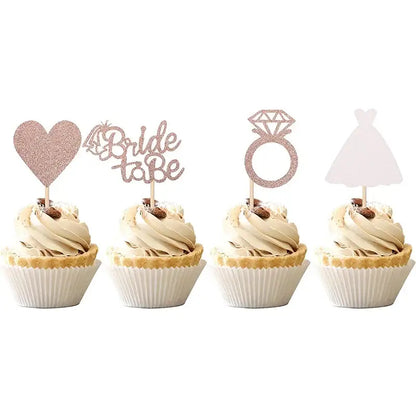 12/24pcs Bride to Be Diamond Ring Cupcake Toppers Wedding