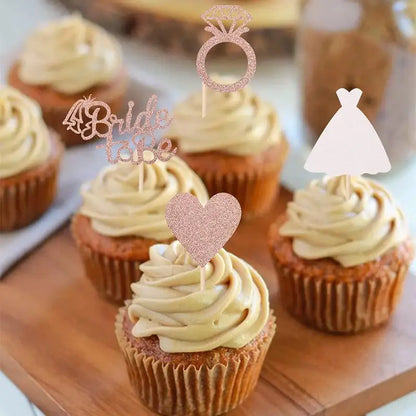 12/24pcs Bride to Be Diamond Ring Cupcake Toppers Wedding