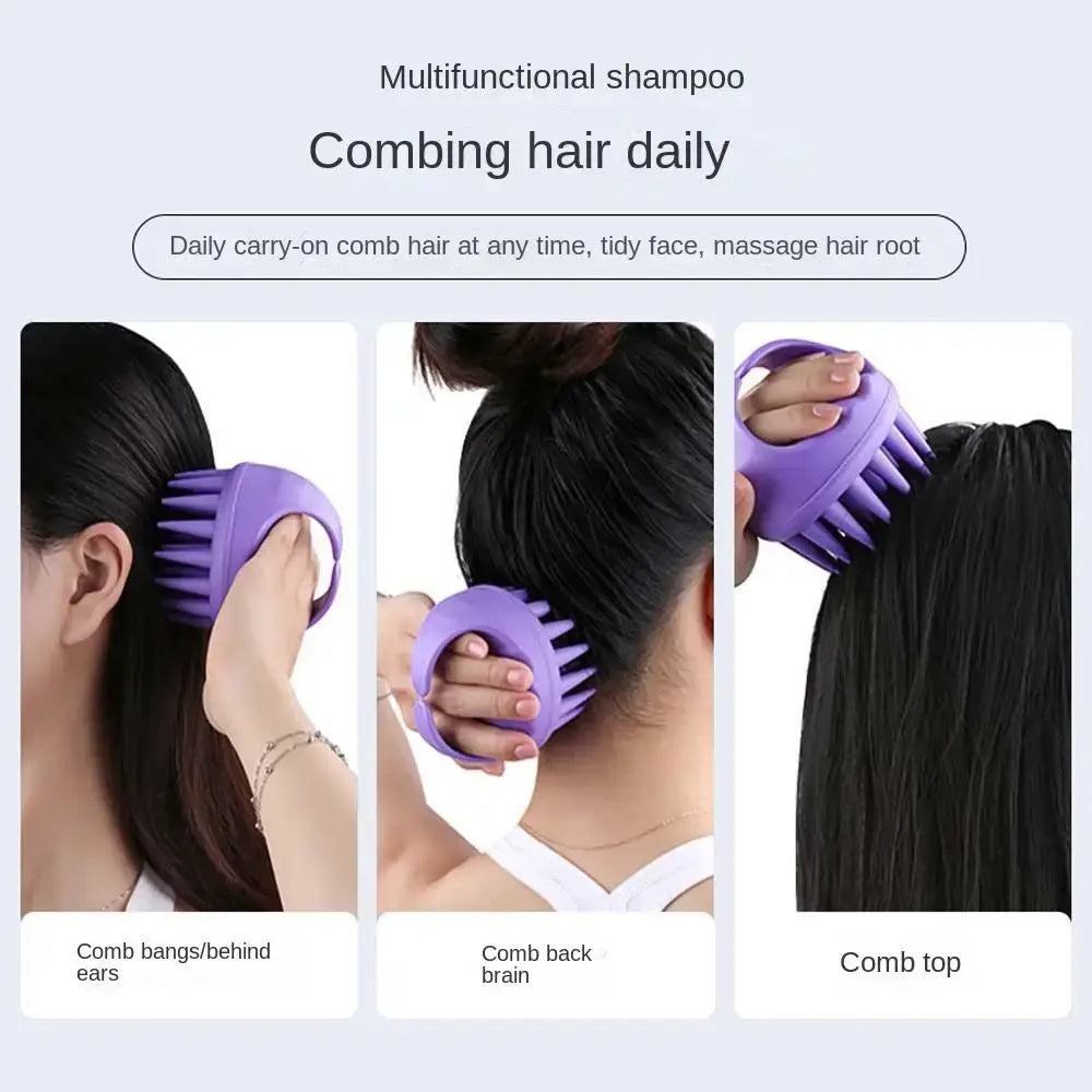 Portable Long Tooth Shampoo Brush Handheld Round Soft Scalp