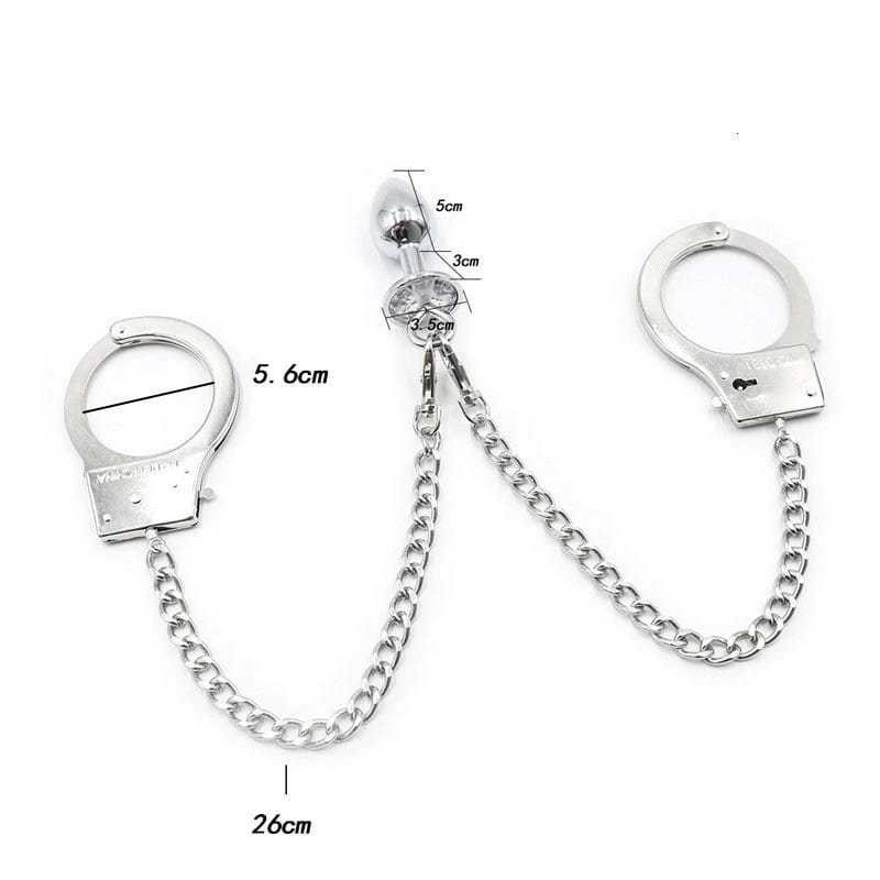 11291797746_340828440.jpg Metal Bondage Handcuffs with Anal Plug – Adjustable