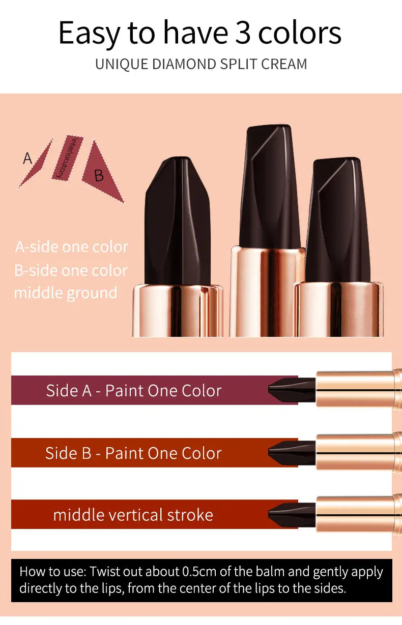 VIBELY Three-color lipstick for richness moisturizing