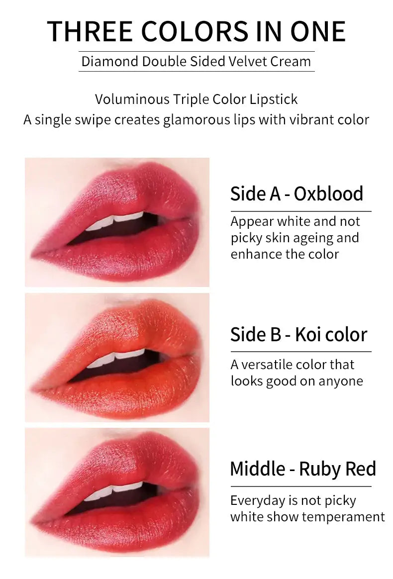 VIBELY Three-color lipstick for richness moisturizing