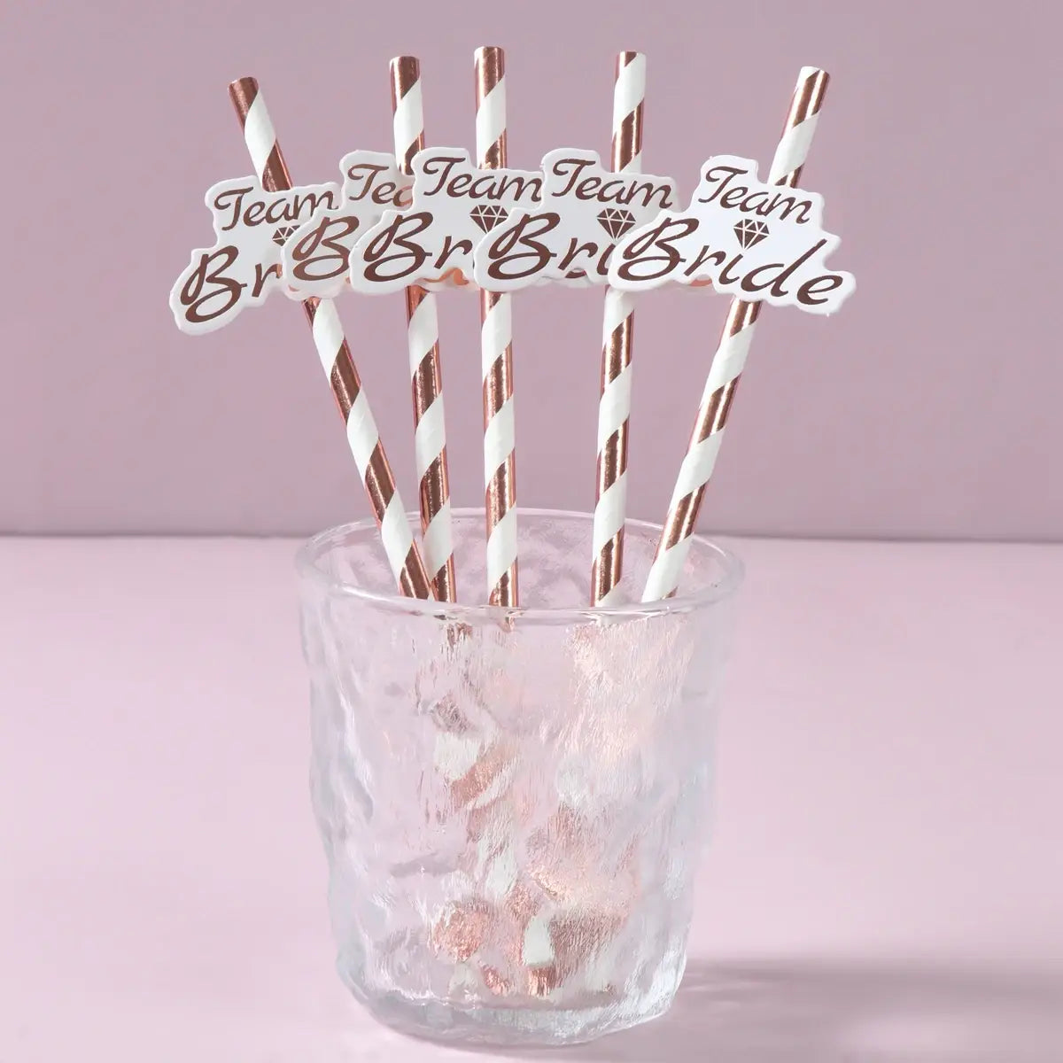 Rose Gold Team Bride Disposable Straws Bridesmaid Bridal