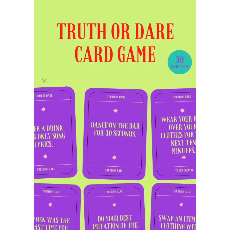 Bachelorette Truth or Dare Printable Game