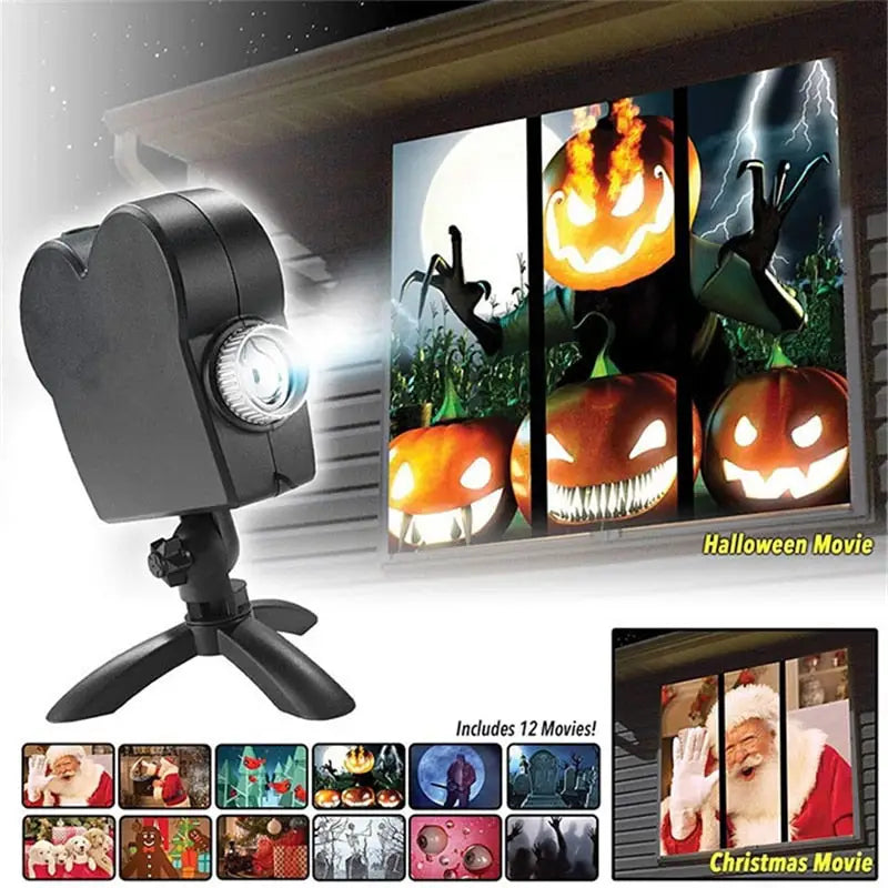 Christmas and Halloween Laser window Projector 12 Movies