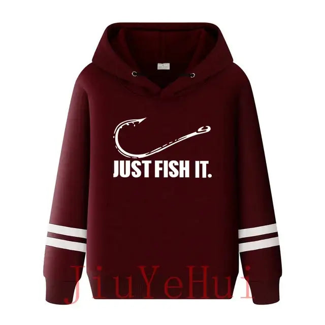 Funny Love Fishing Hoodies Men Just Fish It Funny Spring