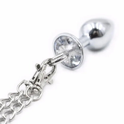 Metal Bondage Handcuffs with Anal Plug – Adjustable