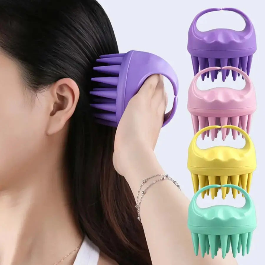 Portable Long Tooth Shampoo Brush Handheld Round Soft Scalp