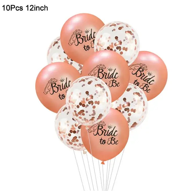 Rose Gold Bride To Be Letter Foil Balloons Paper Banner