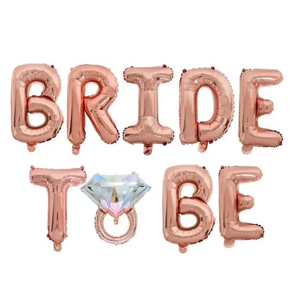 Rose Gold Bride To Be Letter Foil Balloons Paper Banner