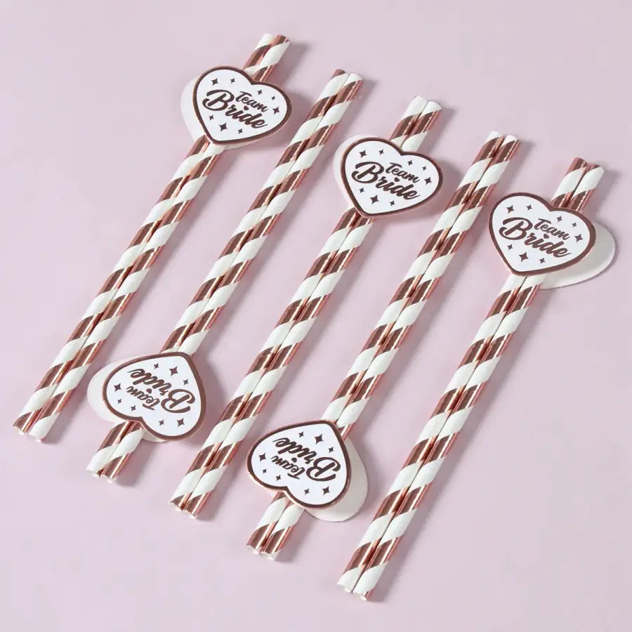 Rose Gold Team Bride Disposable Straws Bridesmaid Bridal