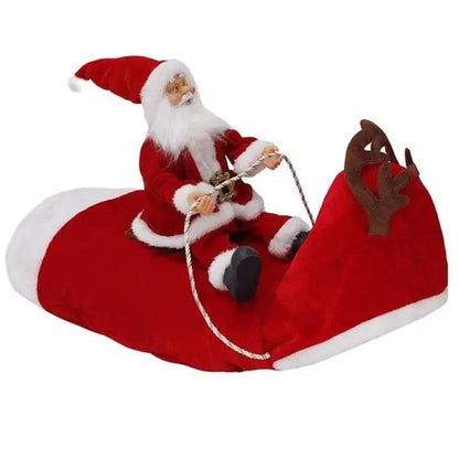 Santa Claus Riding Dog Funny Costumes - L / Red