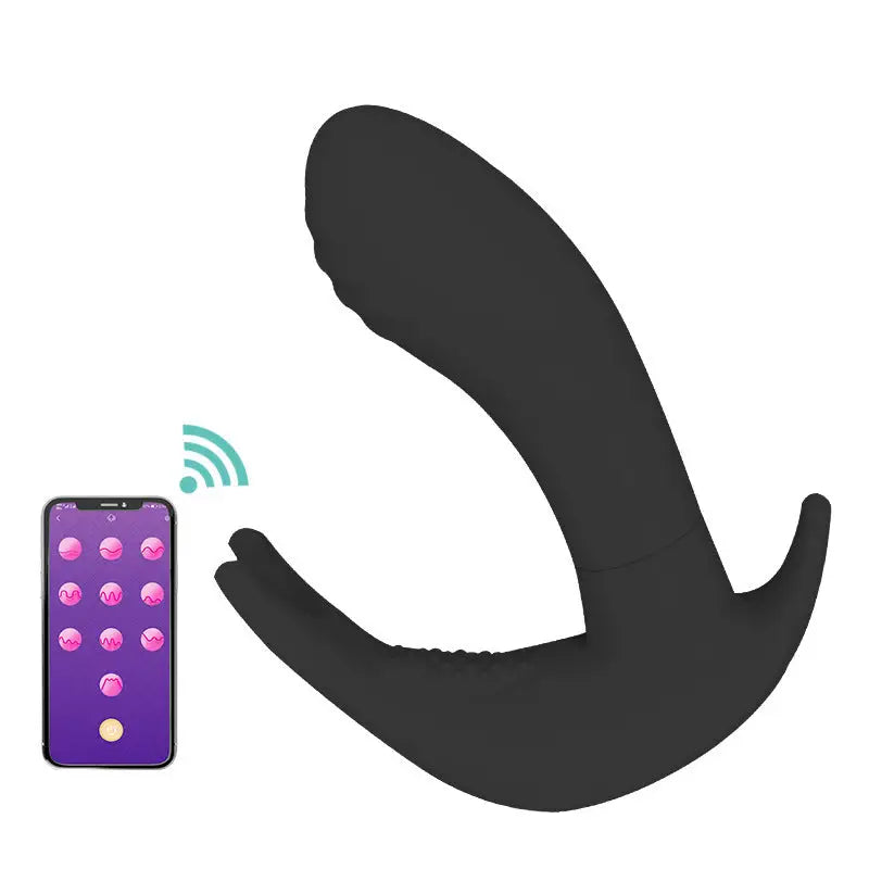 The APP With Butterfly Female Vibrating Massage - Black APP